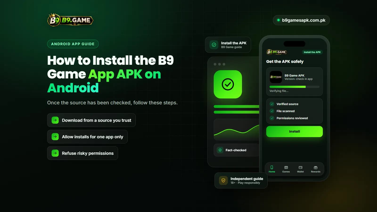 Steps to install the B9 Game app APK on Android