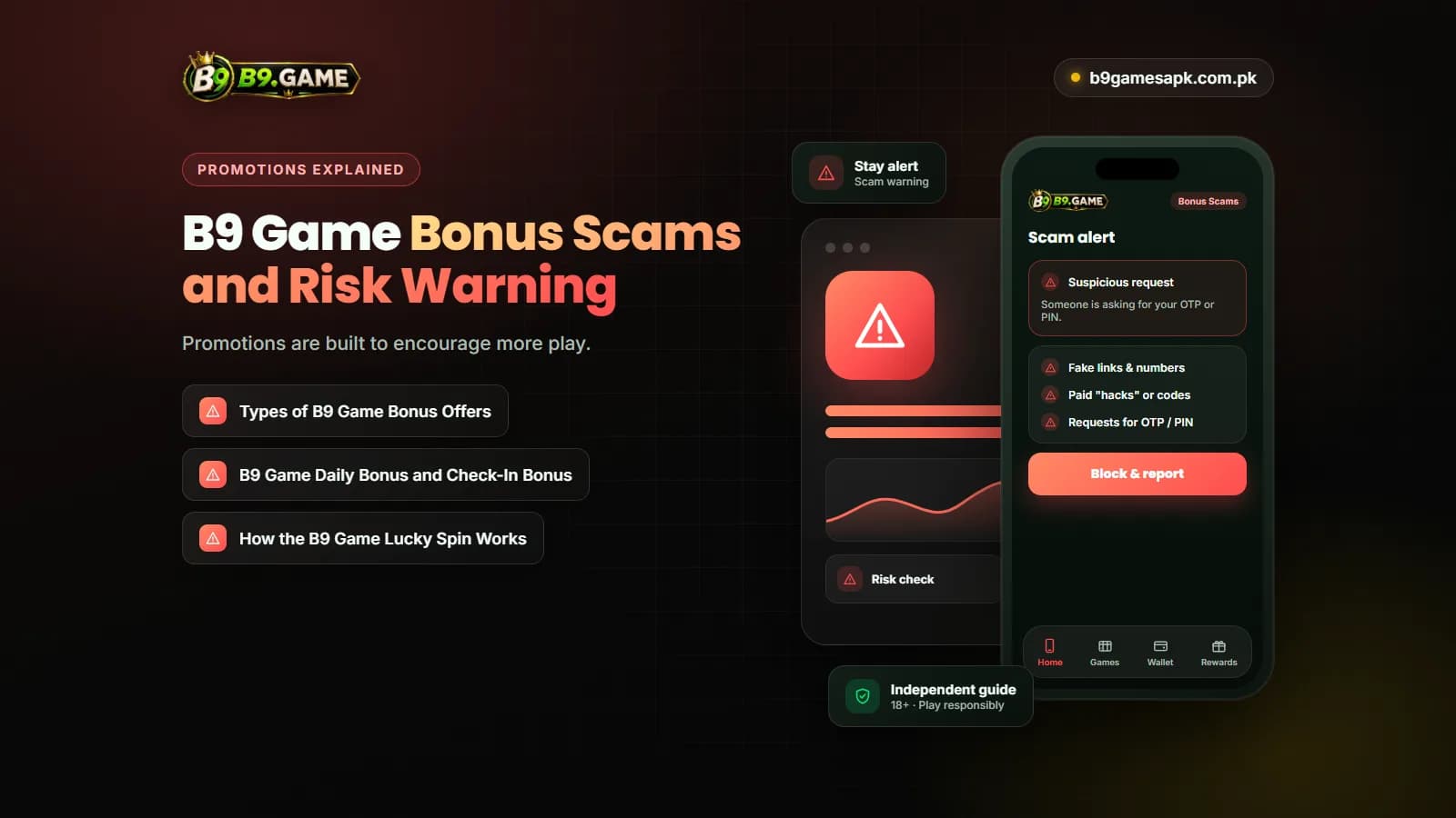 Warning about fake B9 Game free bonus offers and bonus scams