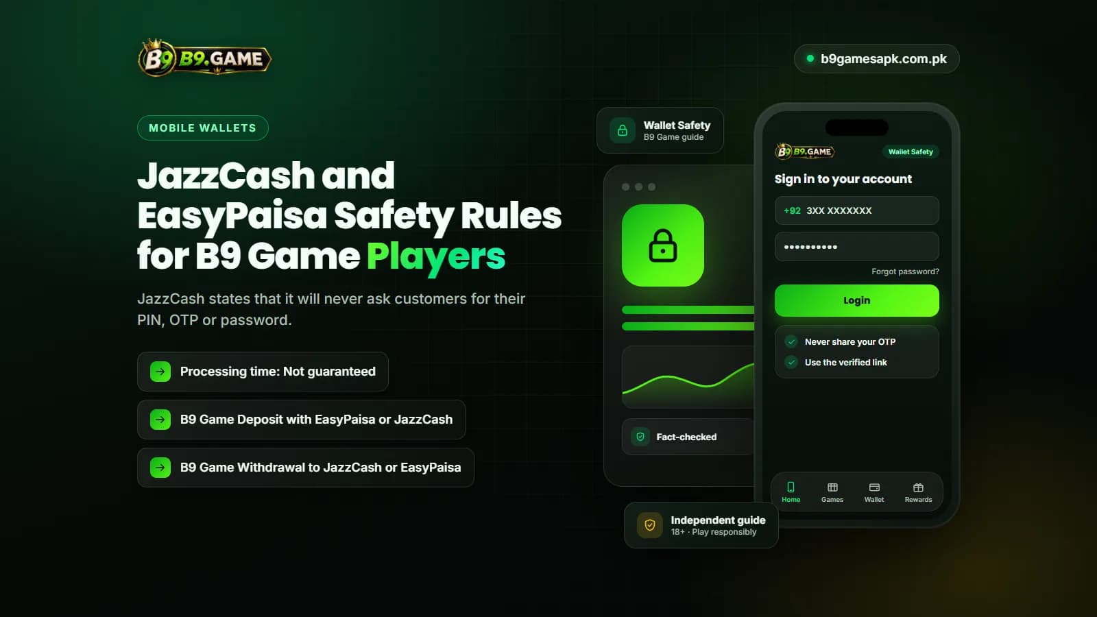 JazzCash and EasyPaisa safety rules for B9 Game players