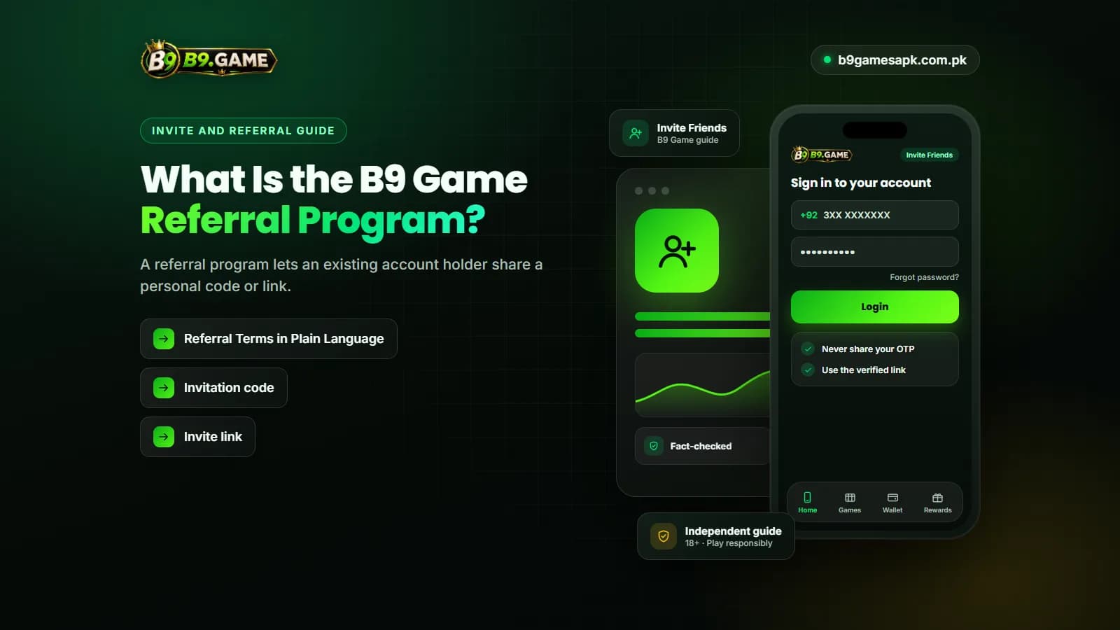 How the B9 Game referral program links a new account to an inviter