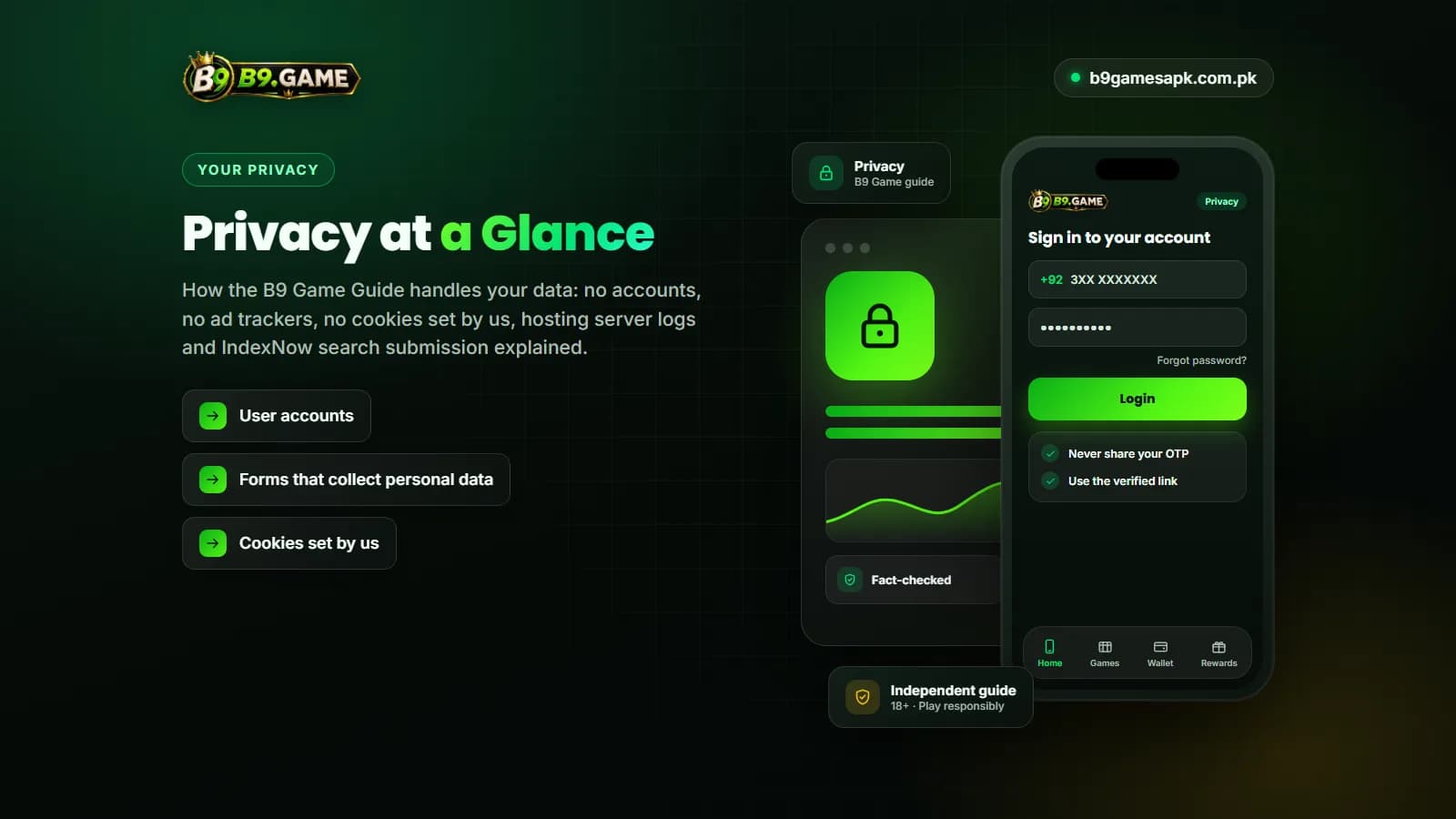 Lock icon representing the B9 Game Guide privacy policy