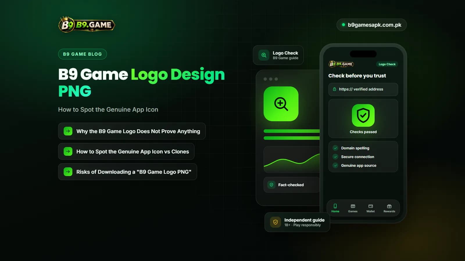 Logo Check Comparing the B9 Game logo and app icon to spot clone apps