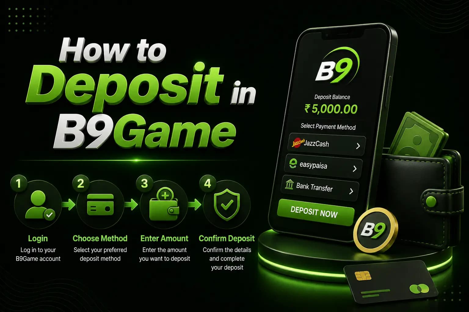 How to Deposit How to deposit in B9Game