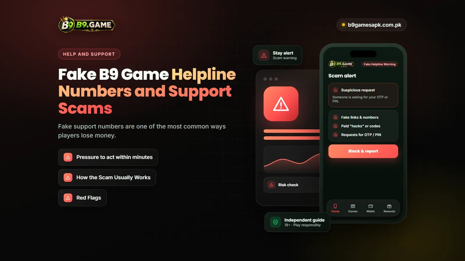 Fake Helpline Warning Warning about fake B9 Game helpline numbers and support scams