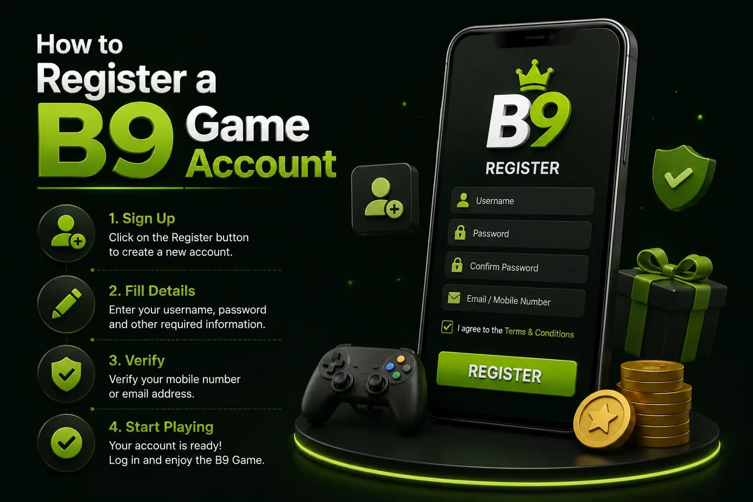 How to Register How to register a B9Game account